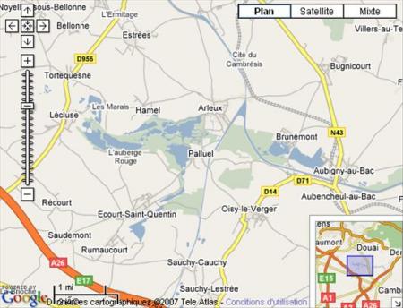carte vue par satellite vue la situation de palluel